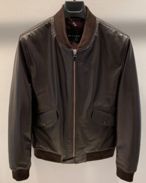 Kiton Brown Replica Leather Bomber Jacket