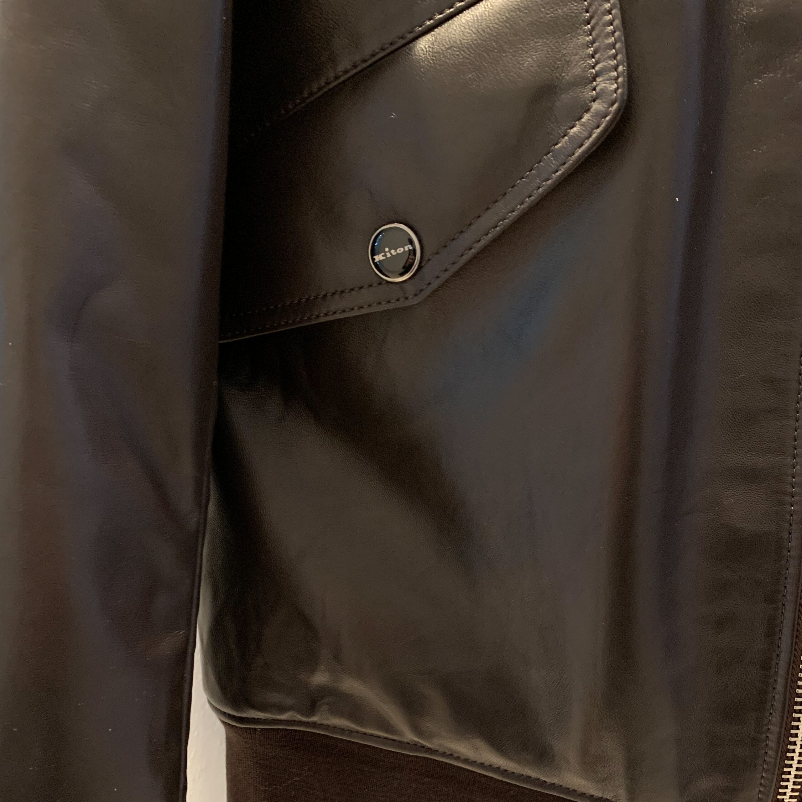 Kiton Brown Replica Leather Bomber Jacket - Leather Guys