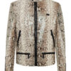 Philipp Plein Natural Beige Python Leather Moto Jacket