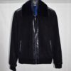 Python Trim Mink Fur Collar Suede Bomber Jacket