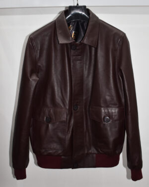 Burgundy Replica Leather Bomber Jacket