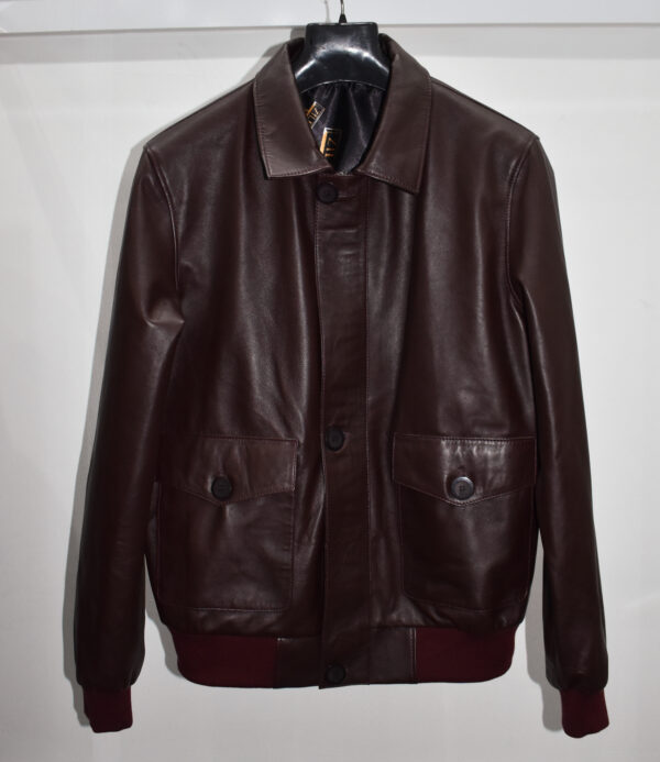 Burgundy Replica Leather Bomber Jacket