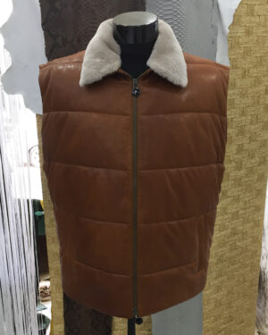 Kiton Fur Lining Leather Vest