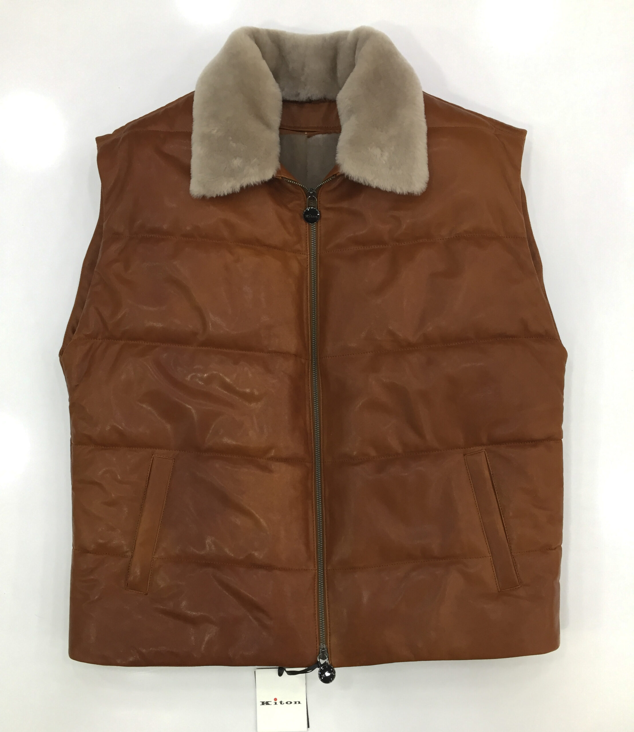 Kiton Fur Lining Leather Vest - Leather Guys