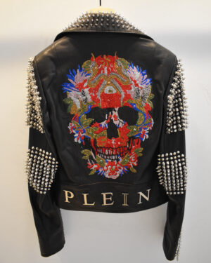Philipp Plein Women's Skull Leather Biker Jacket