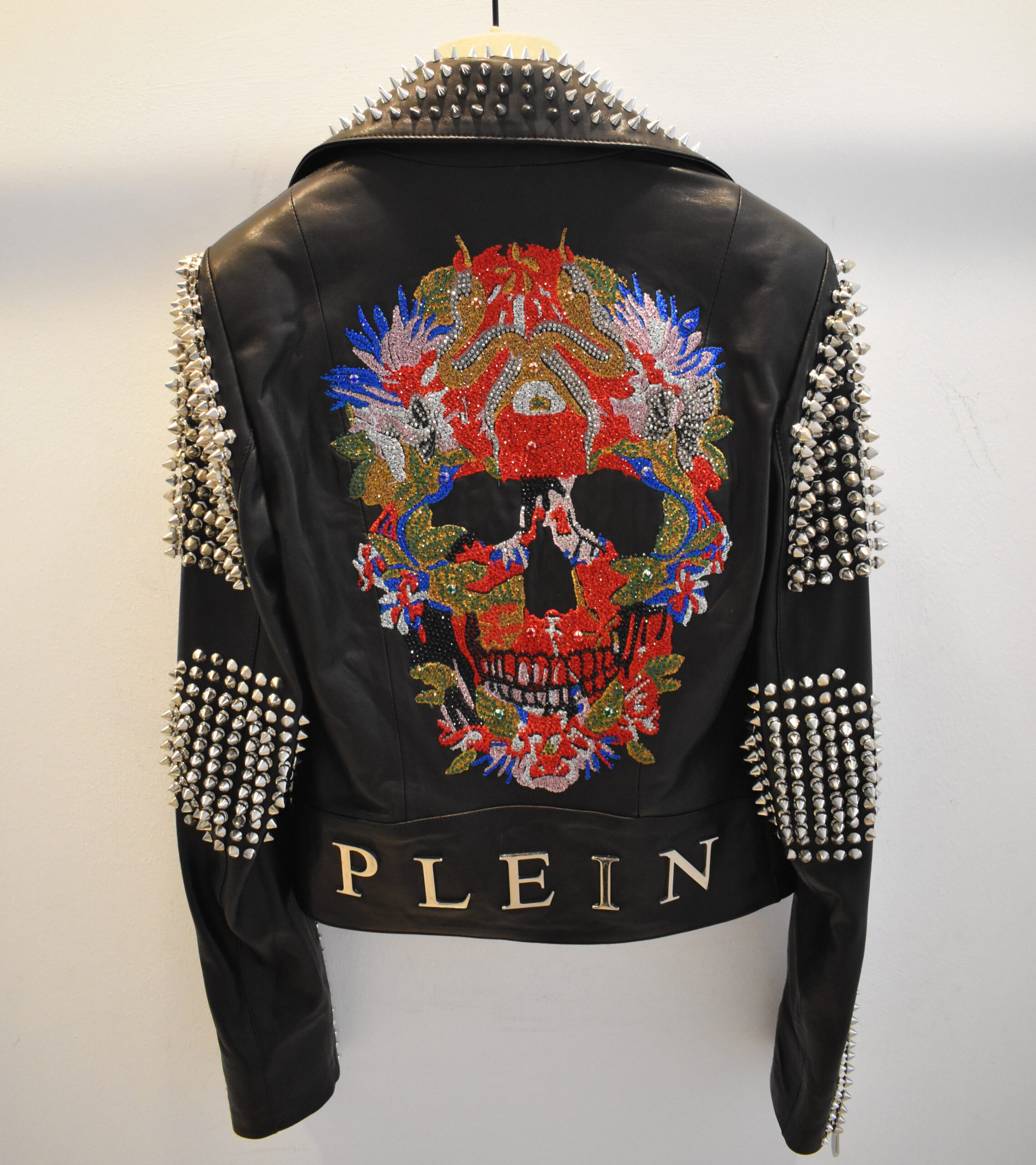 Philipp Plein Women S Skull Leather Biker Jacket Leather Guys