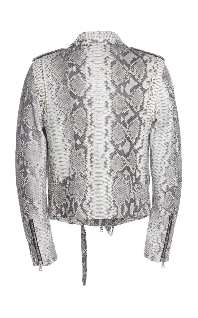 Amiri Natural White Python Leather Biker Jacket - Leather Guys