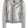 Amiri Natural White Python Leather Biker Jacket