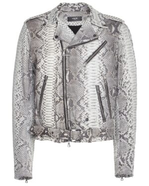 Amiri Natural White Python Leather Biker Jacket