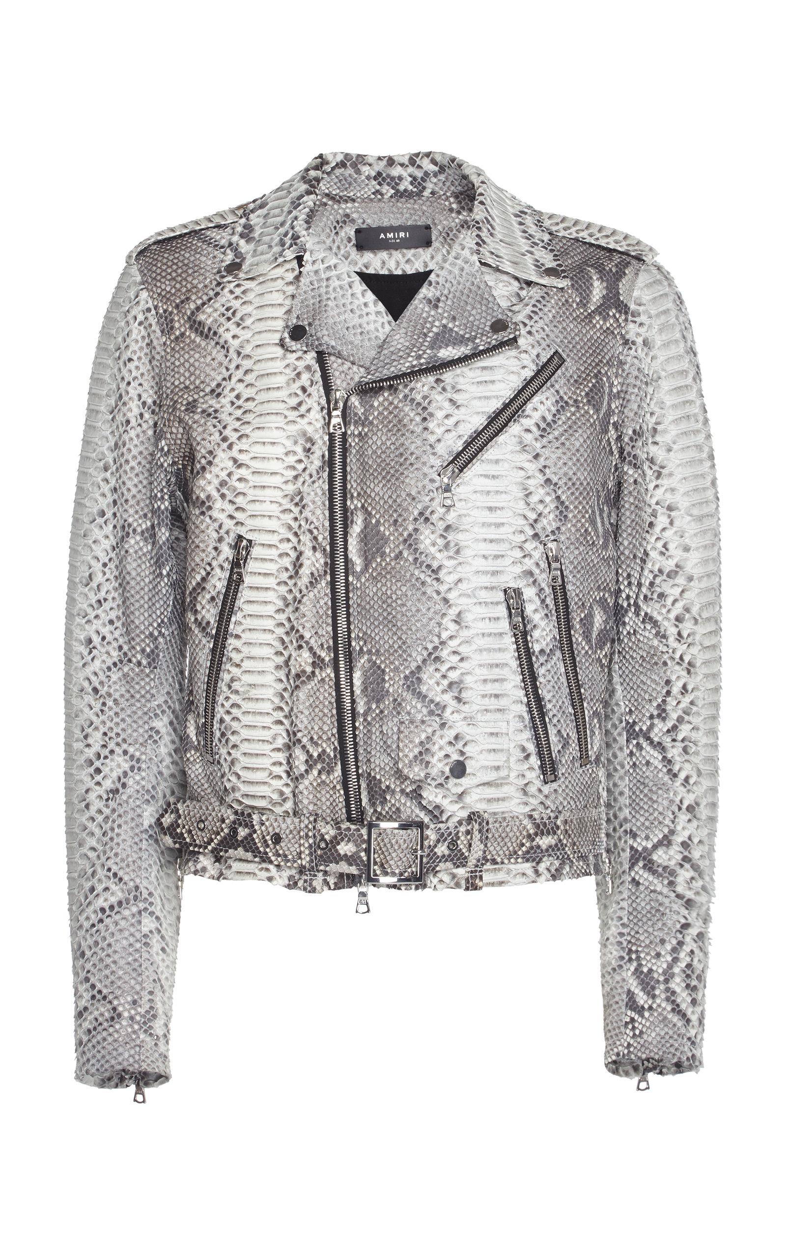 Amiri Natural White Python Leather Biker Jacket