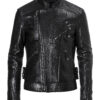 Philipp Plein Black Python Leather Biker Jacket