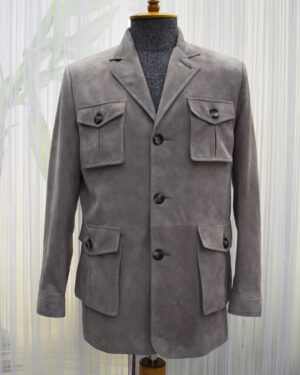 SR Grey Suede Long Jacket