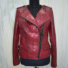 Philipp Plein Womens Red Python Leather Biker Jacket