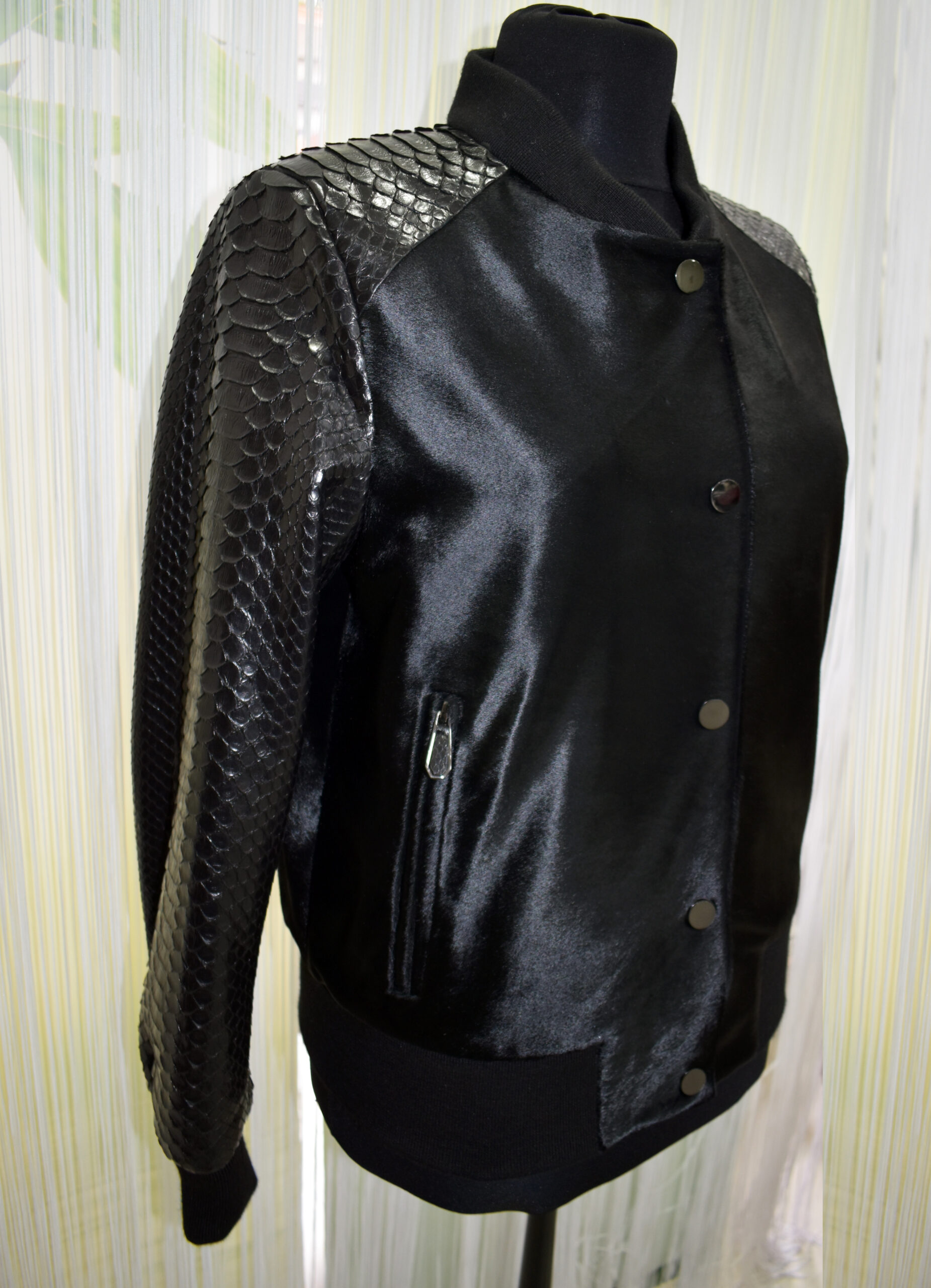 Womens Pony Hair Python Leather Jacket - Leather Guys