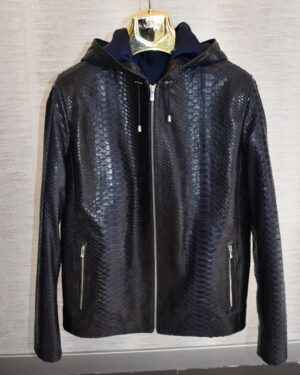 Navy Blue Python Hoodie Jacket