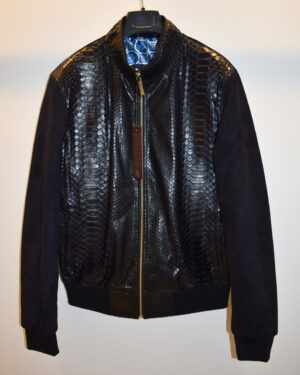 SR Blue Python Leather Suede Jacket
