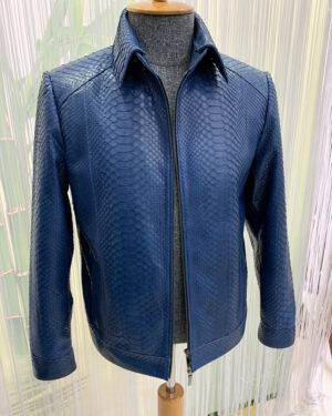 Blue Python Leather Jacket