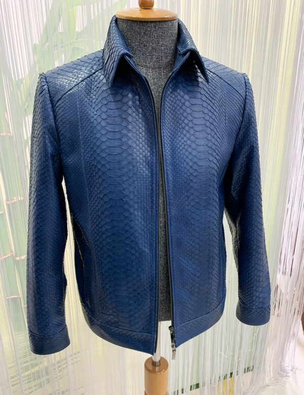 Blue Python Leather Jacket