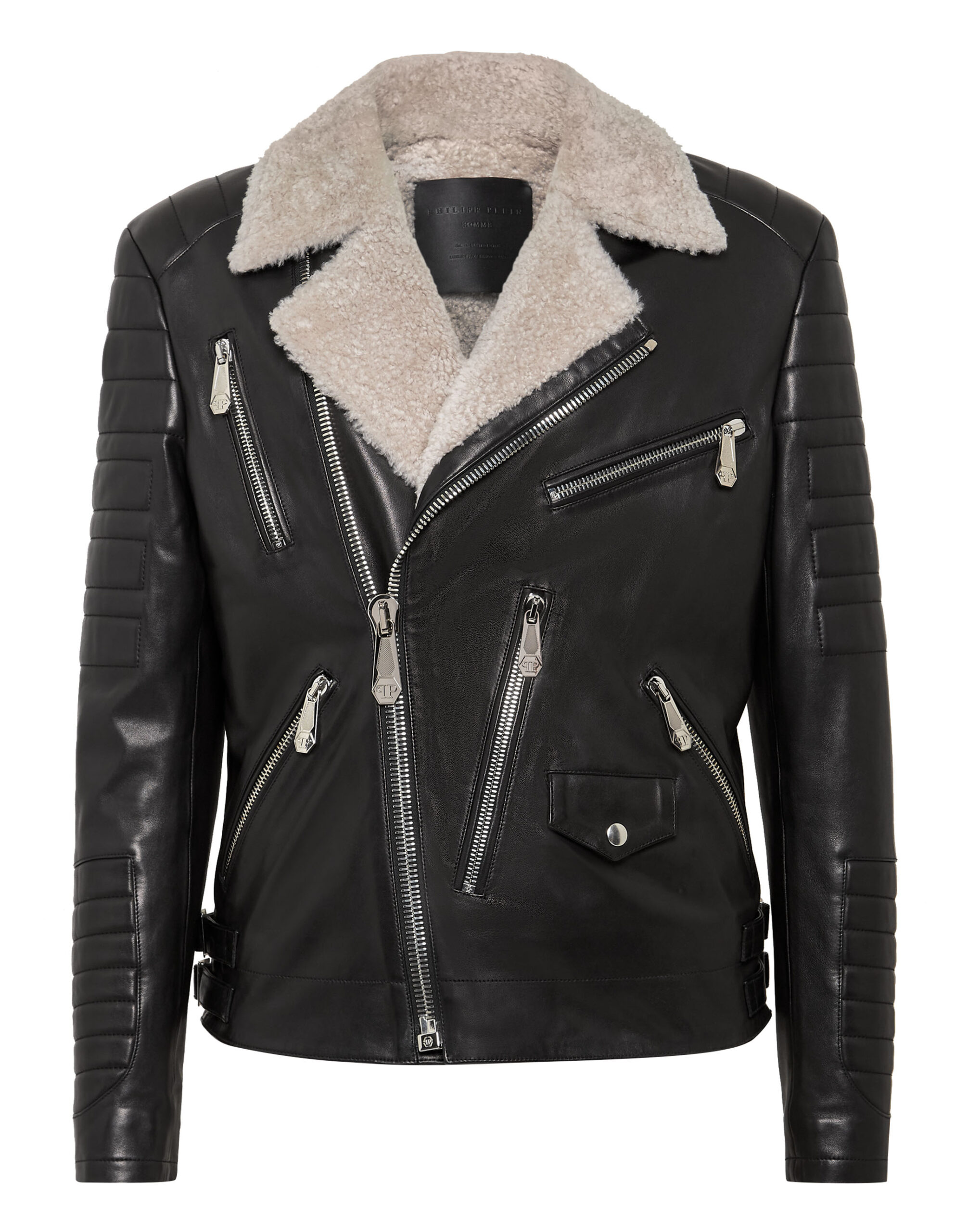 Philipp Plein Fur Lining Biker Leather Jacket - Leather Guys