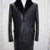 Mens Python Leather Coat With Mink Fur Collar