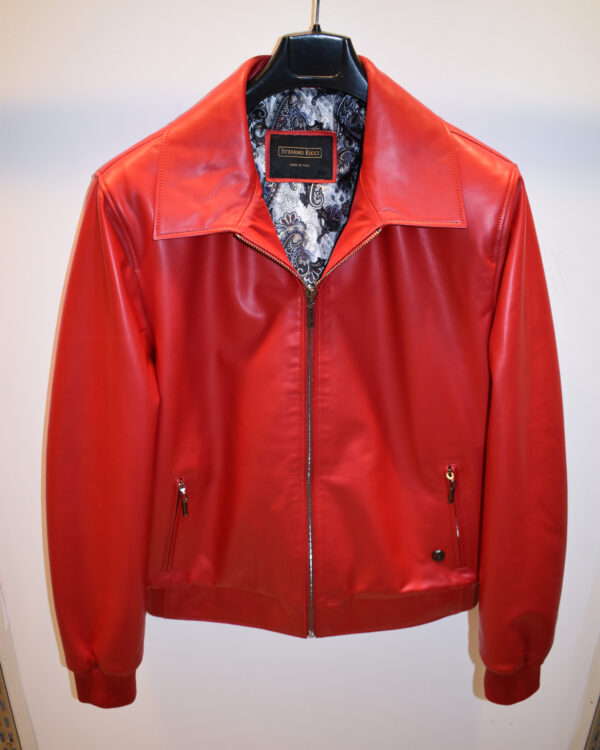 SR Red Leather Bomber Jacket
