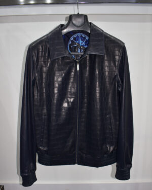 SR Crocodile Embossed Leather Jacket