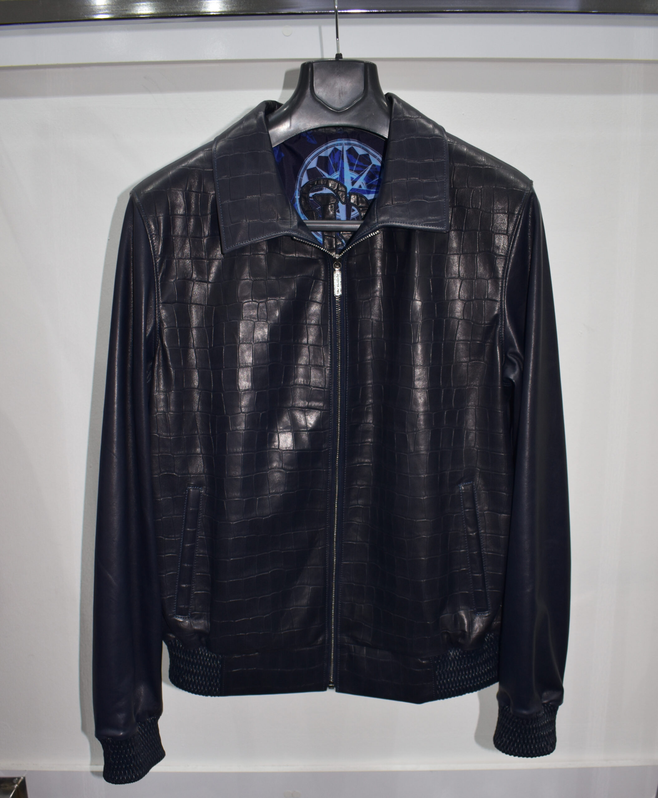 SR Crocodile Embossed Leather Jacket