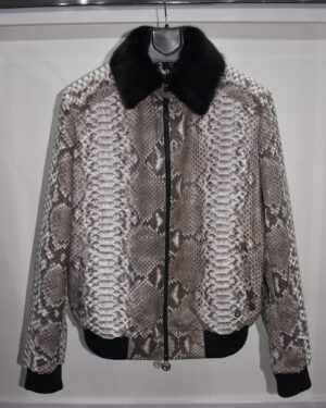 Stefano Ricci Mink Fur Collar Python Leather Jacket