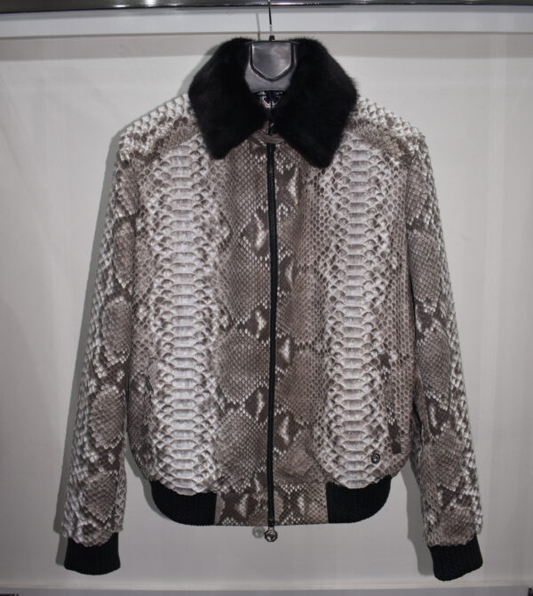 Stefano Ricci Mink Fur Collar Python Leather Jacket