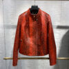 Womens Red Python Leather Jacket