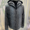 Fur Lining Grey Genuine Python Leather Hoodie Jacket