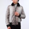 SR Mink Fur Collar Python Leather Jacket