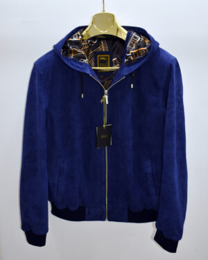 Blue Suede Hoodie Jacket
