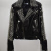 Philipp Plein Women Studded Biker Leather Jacket