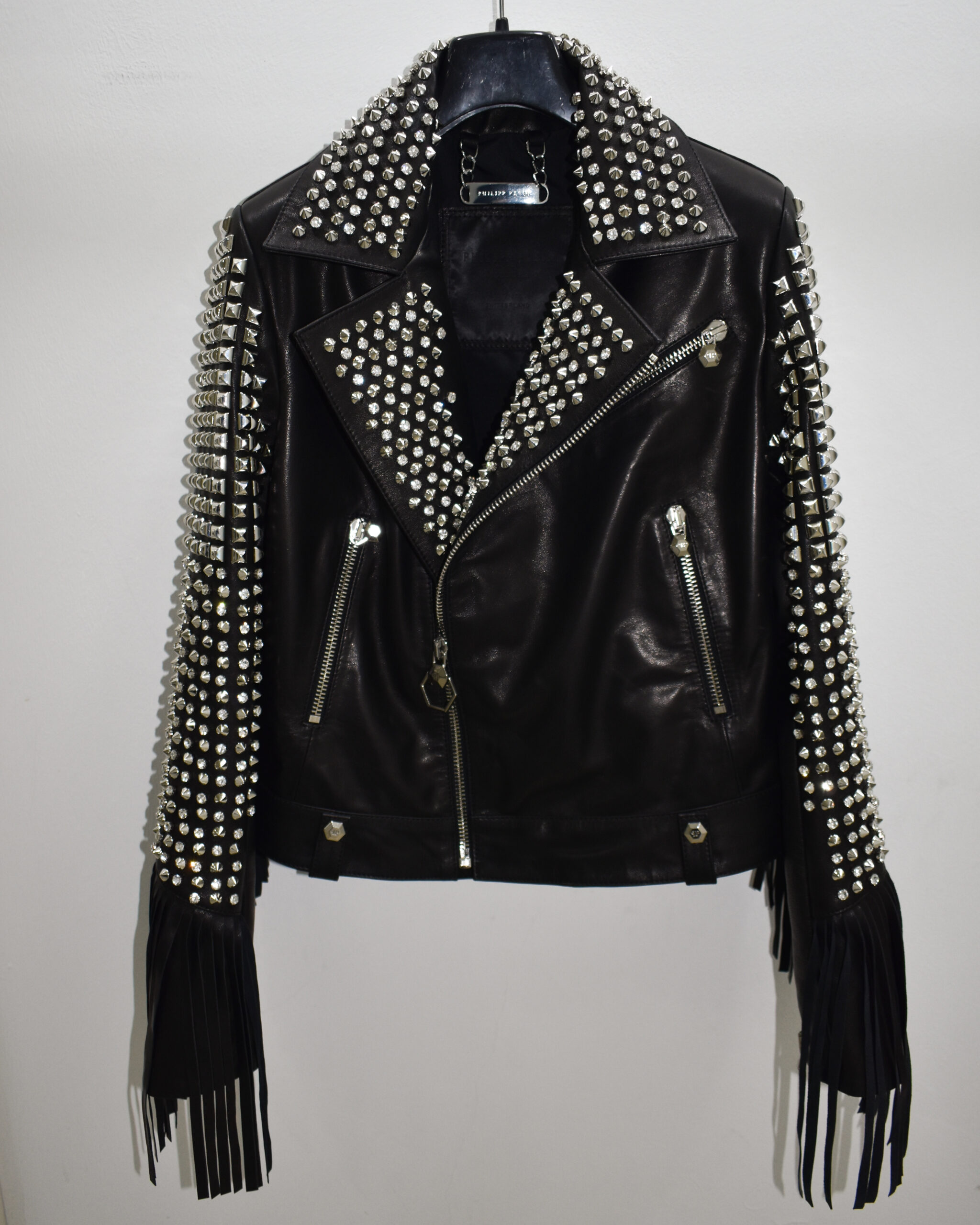 Philipp Plein Women Studded Biker Leather Jacket - Leather Guys