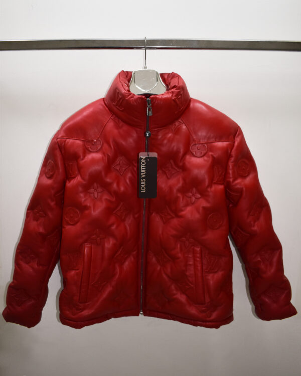 Louis Vuitton Replica Red Leather Unisex Puffer Jacket