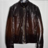 Brown Genuine Python Leather Moto Jacket