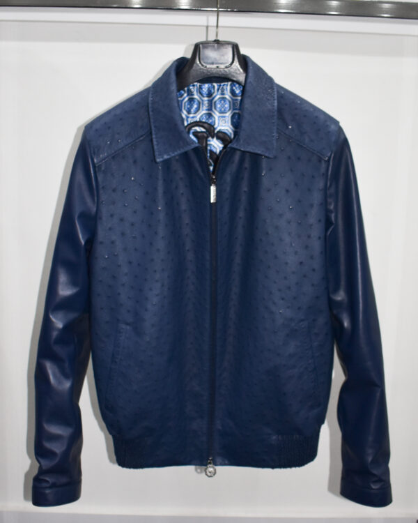SR Blue Ostrich Leather Jacket
