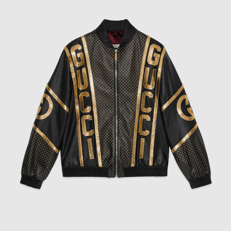 Gucci Black Yellow Leather Jacket - Leather Guys