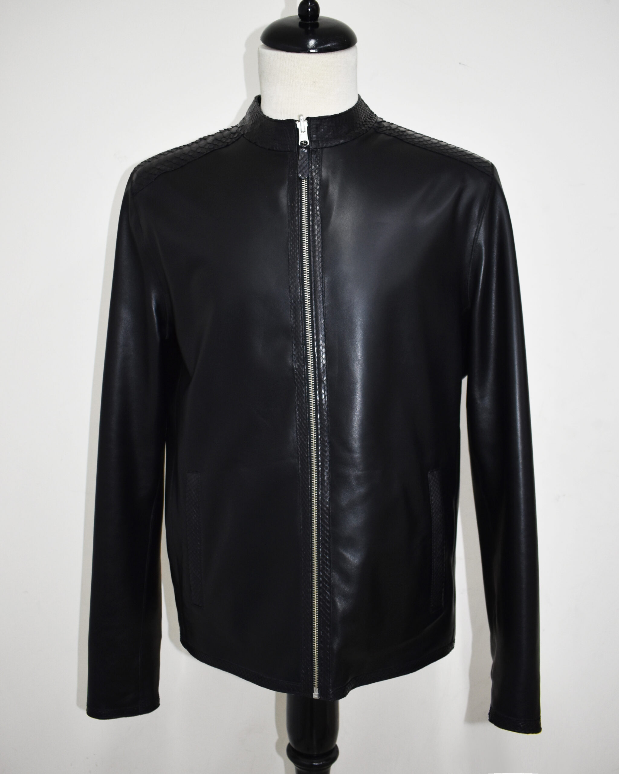 Double Sided Python Trim Leather Suede Jacket - Leather Guys