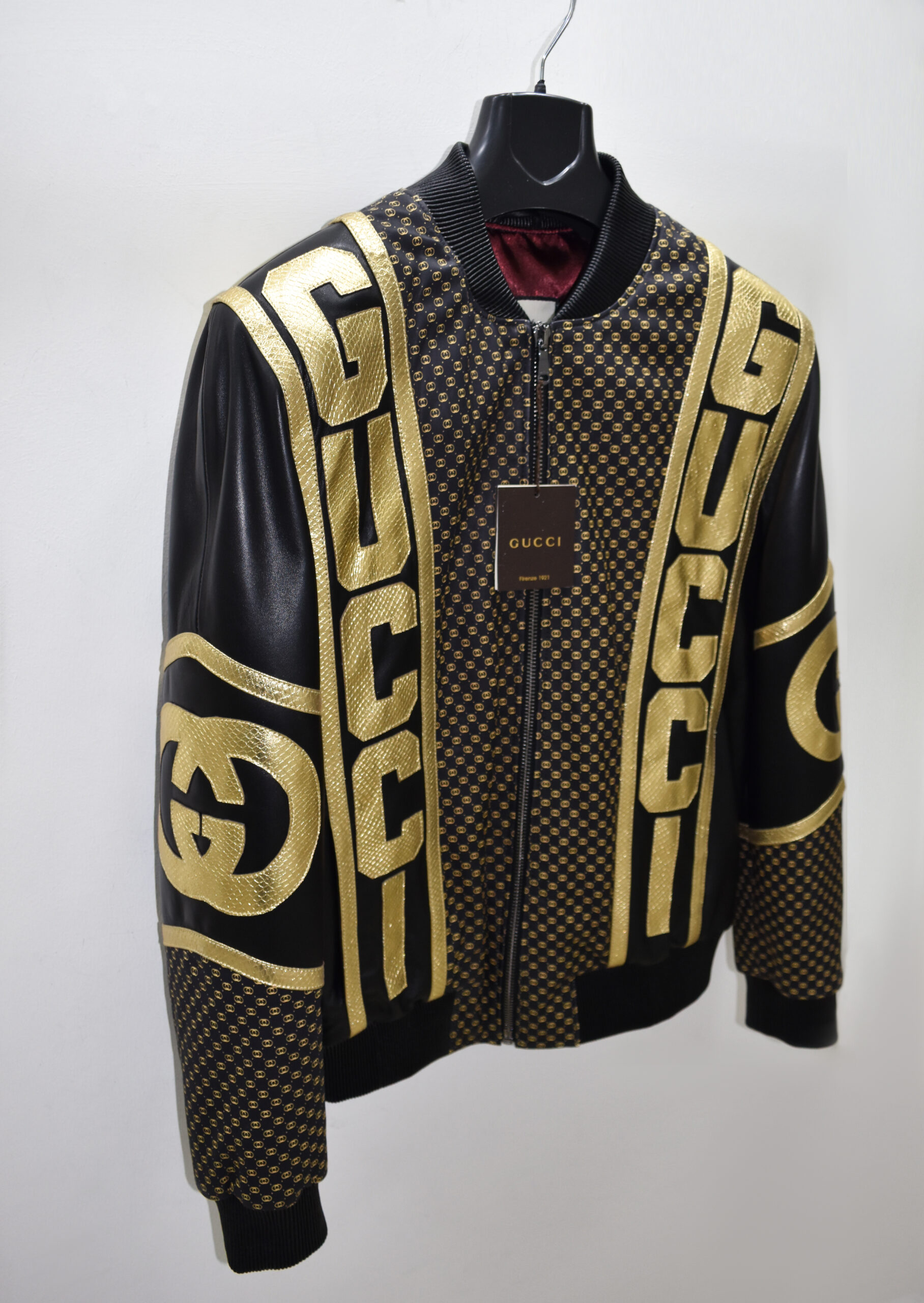 Gucci Black Yellow Leather Jacket - Leather Guys