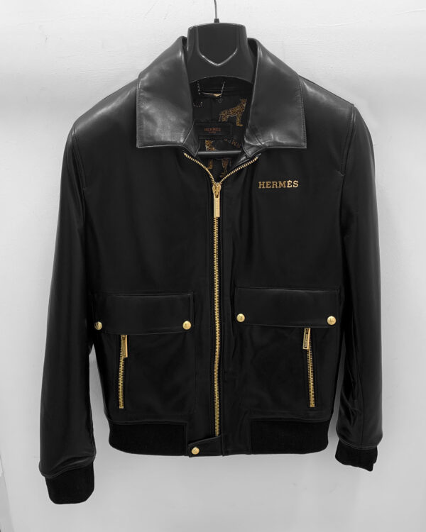 Hermes Replica Black Leather Jacket