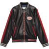 Gucci Black Red Leather Bomber Jacket