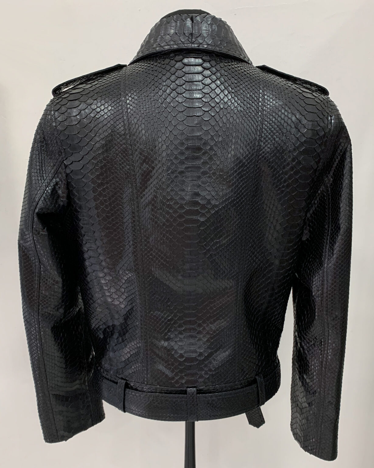 Black Python Leather Biker Jacket - Leather Guys: Luxury Leather Jackets
