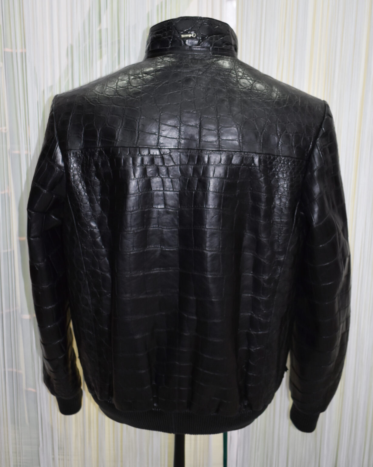 Crocodile Print Faux Leather V-Neck Pocket Jakcet main image 0