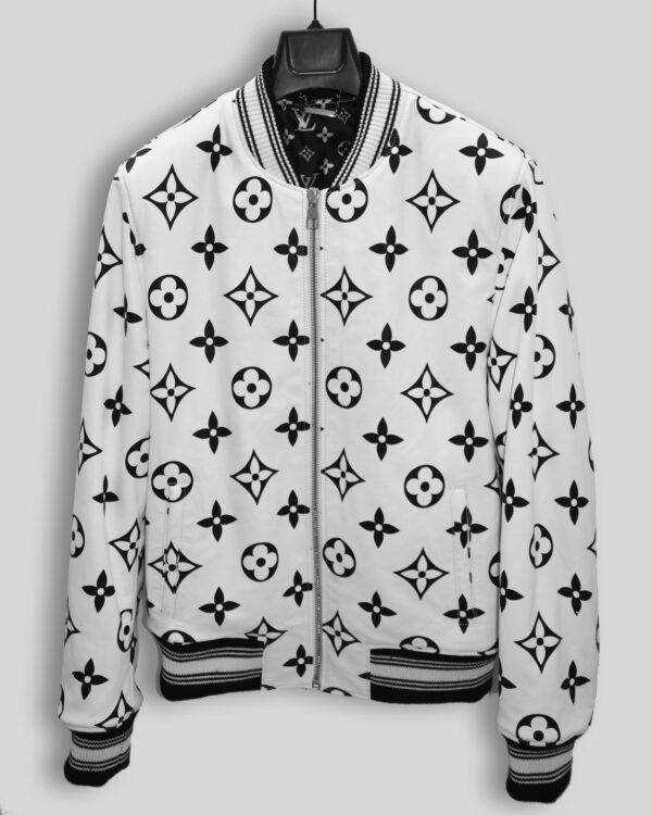 Louis Vuitton Replica Black White Leather Unisex Jacket