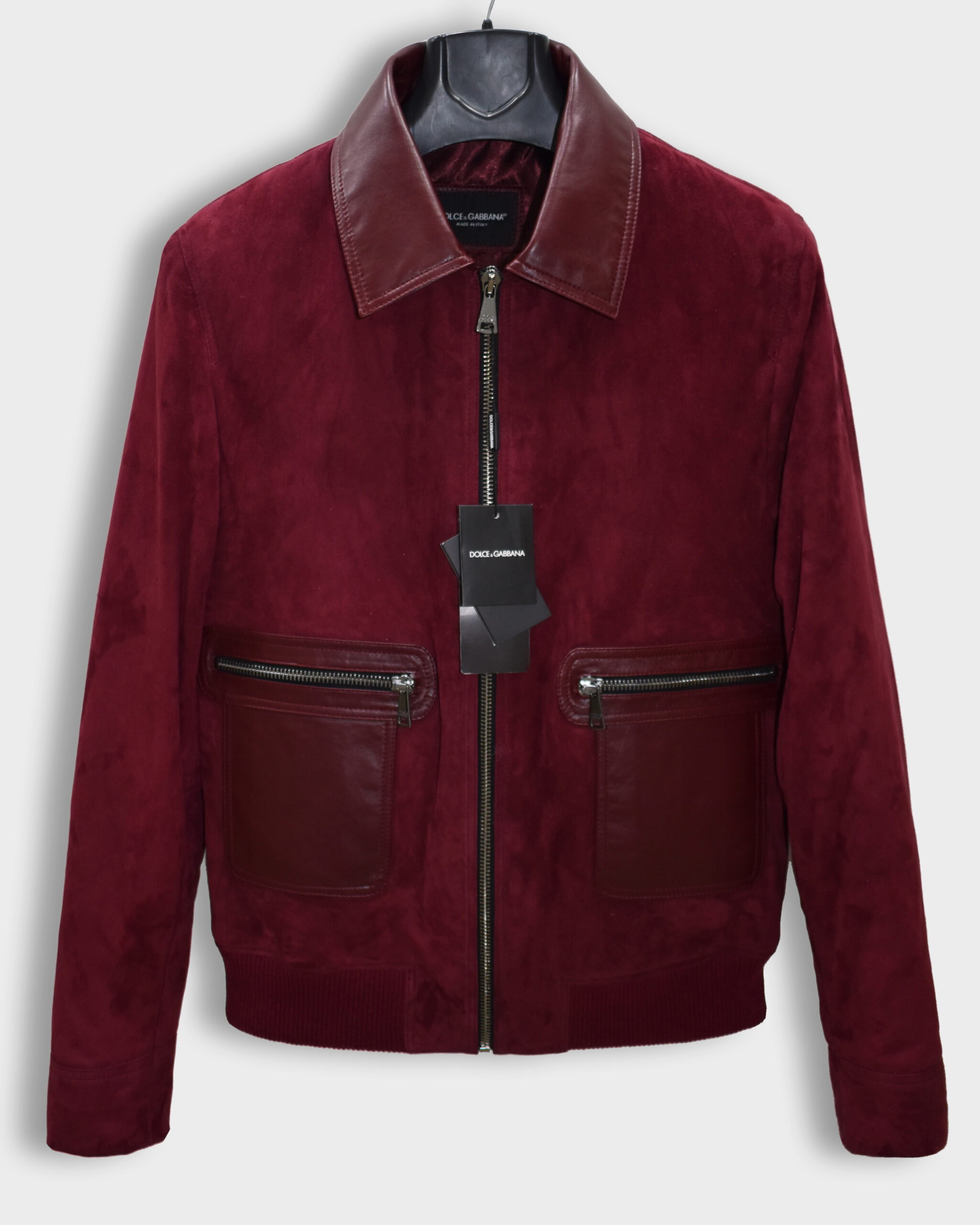 Dolce Gabbana Burgundy Suede Jacket - Leather Guys