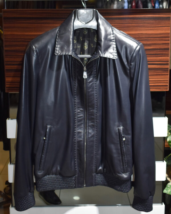 Billionaire Navy Blue Leather Jacket