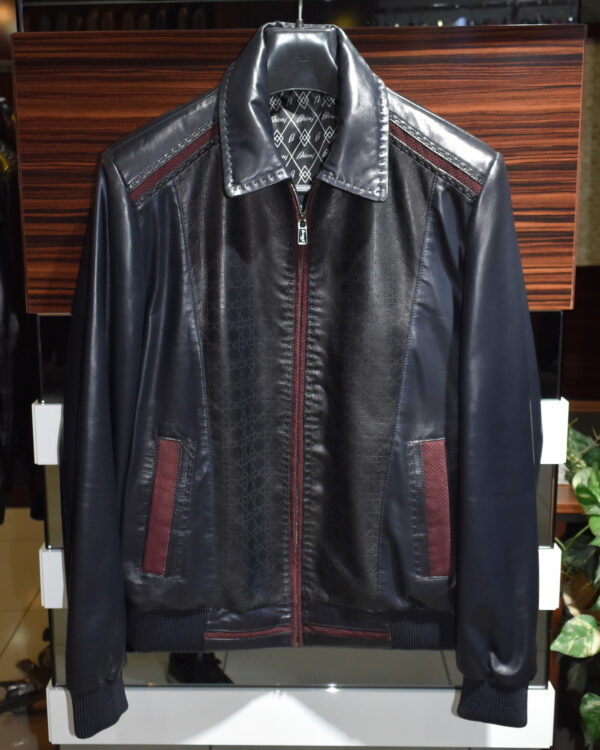 Brioni Laser Printed Leather Jacket