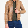Men Light Brown Python Leather Jacket